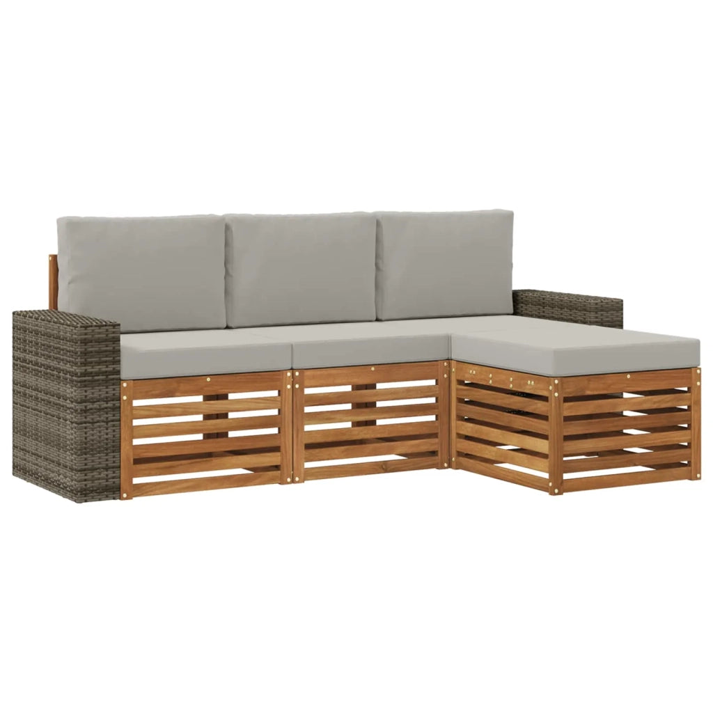Set di divani da esterno 4 pz Naturale e Grigio Chiaro 3384217