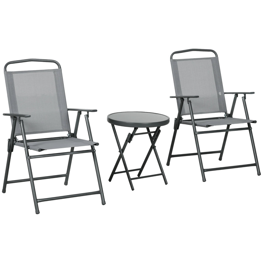 Set Bistrot Giardino Pieghevole ¨C Zephmum ¨C Grigio Chiaro 53.5x64x93 cm