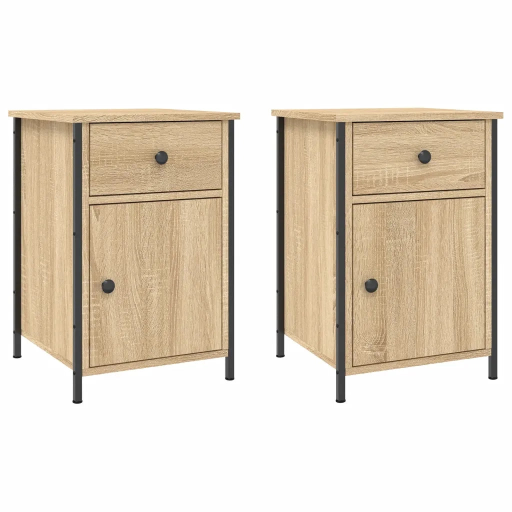 Set di 2 Comodini | Armadio da Notte | Mobiletto da notte Rovere Sonoma 40x42x60 cm in Legno Multistrato