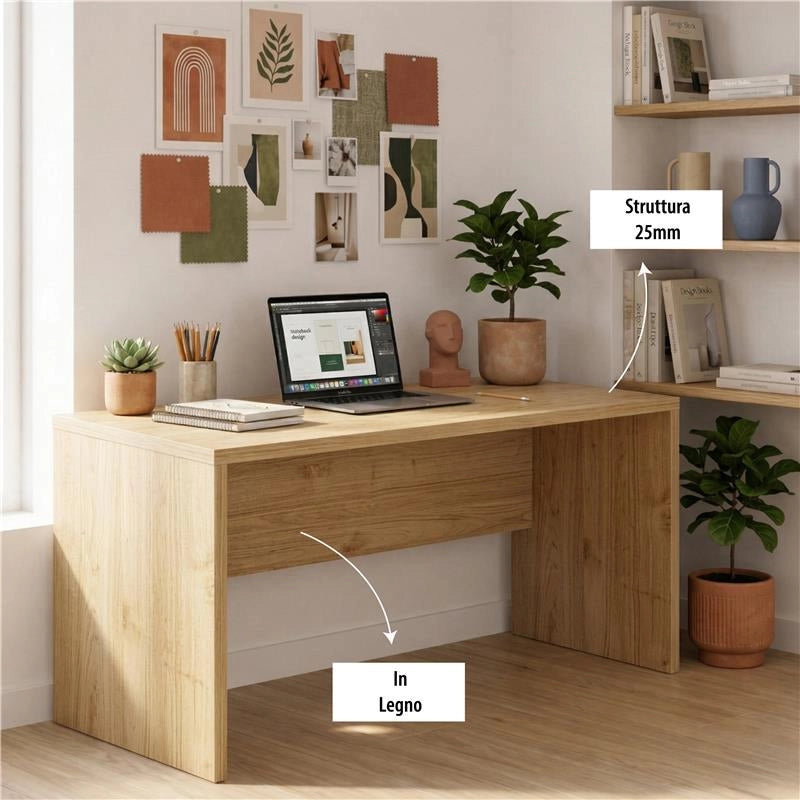 SCRIVANIA RETTANGOLARE MODERNA PER CAMERA DIMENSIONI 76X180X69 CM, COLORE NOCE