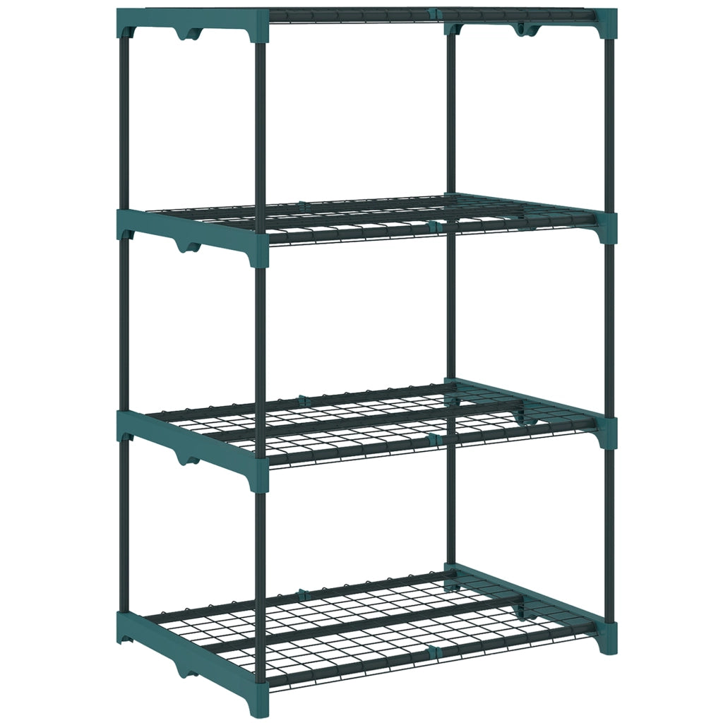 Portapiante a 4 Livelli Aperti 67x49x105 cm in Acciaio e Plastica Verde Scuro