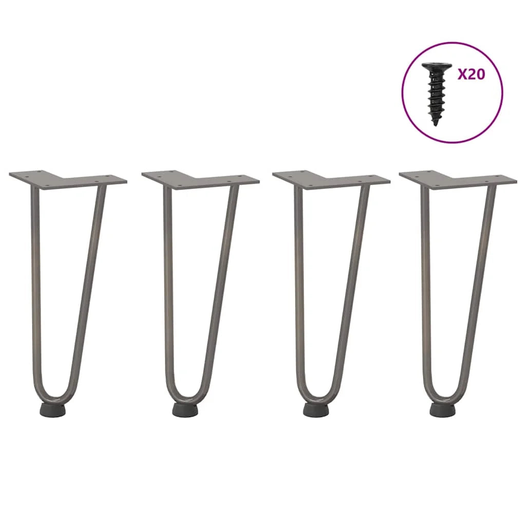 Set di 4 gambe a forcina dal design moderno per tavolino altezza 30 cm in acciaio naturale 02_0056718