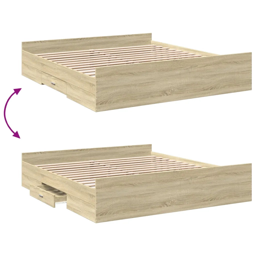 Giroletto Cassetti Rovere Sonoma 180x200 cm Legno Multistrato 3280274
