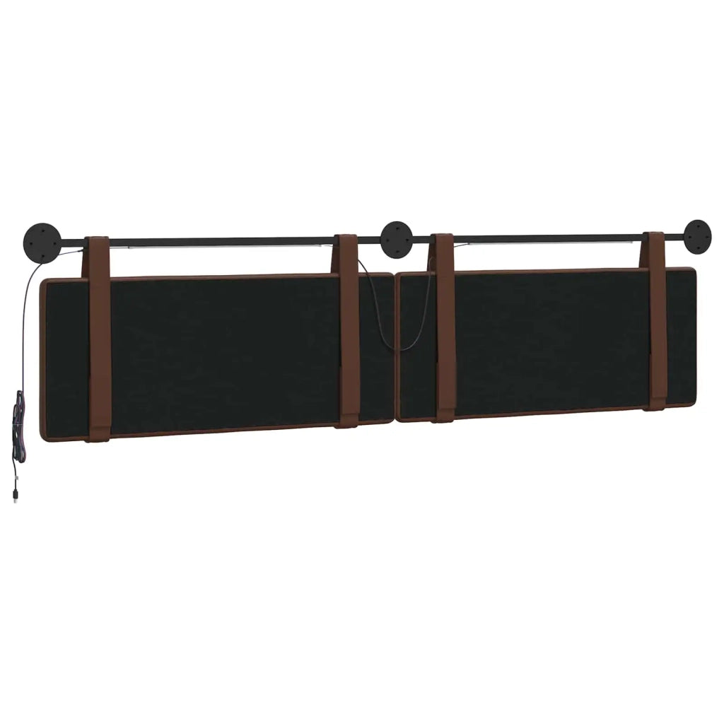 Testiera sospesa Con luce LED Marrone Similpelle