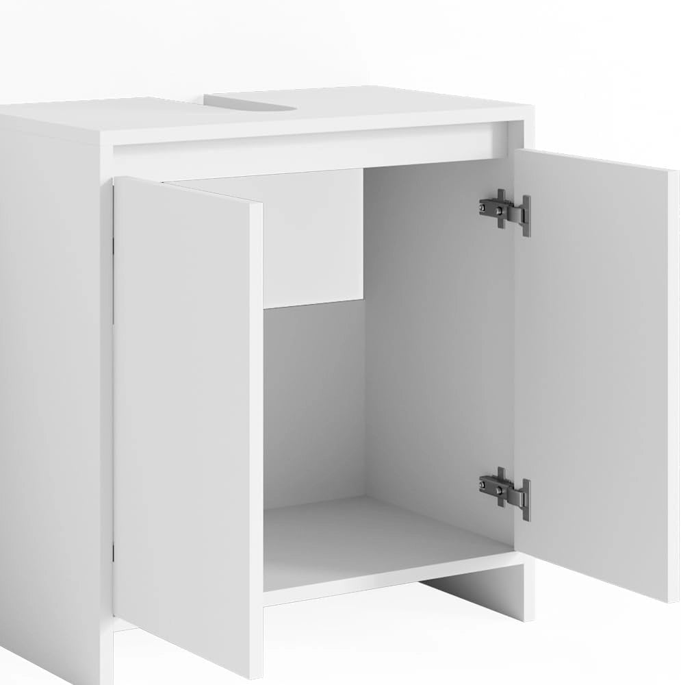 Mobile sottolavabo per bagno Emma, Bianco, 58 x 60 cm, combinabile con la serie Emma per l'organizzazione in bagno