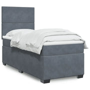 Giroletto a Molle con Materasso Grigio Scuro 90x190 cm Velluto