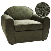 Poltrona Moderna da Soggiorno con Rivestimento in Tessuto Bouclé Verde Scuro Schienale Imbottito e Cuscino Spesso