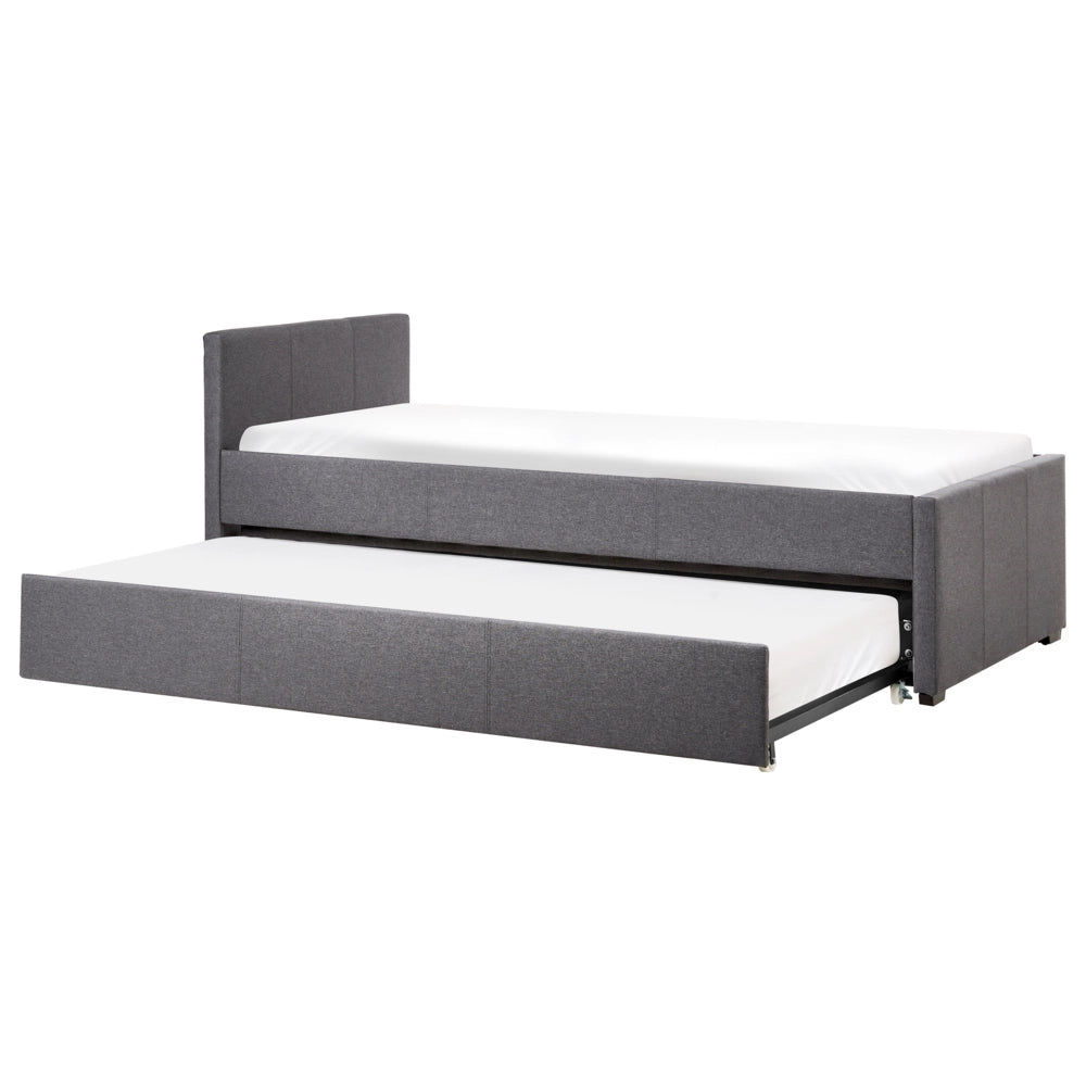 Divano Letto estraibile 90 x 200 cm Rivestimento in tessuto grigio Misura singola sottoletto per ospiti