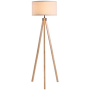 Lampada da Terra Treppiede Stile Scandinavo ¨C Xylo ¨C Legno di Pino e Lino Beige 45x45x152cm