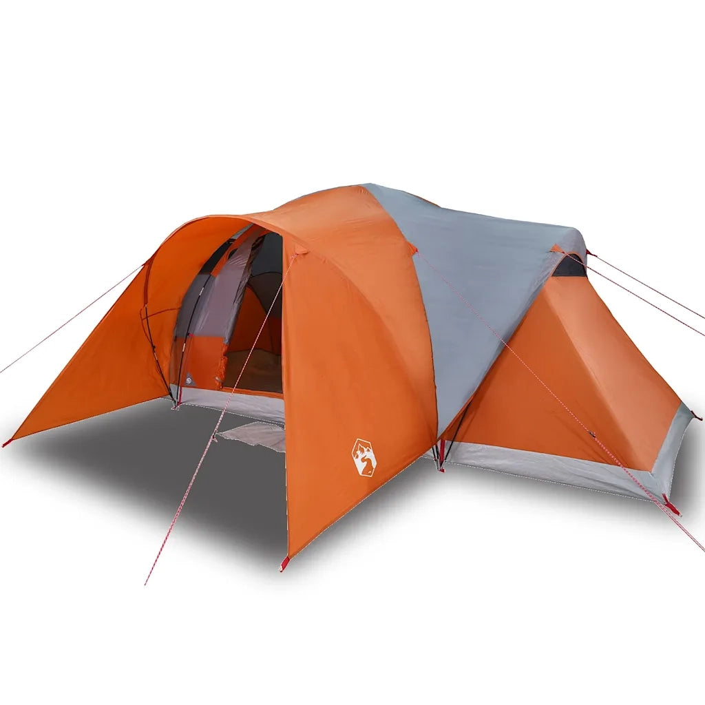 Tenda da Campeggio a Cupola 6 Persone-Tenda per Escursionismo Grigio e Arancione 865222