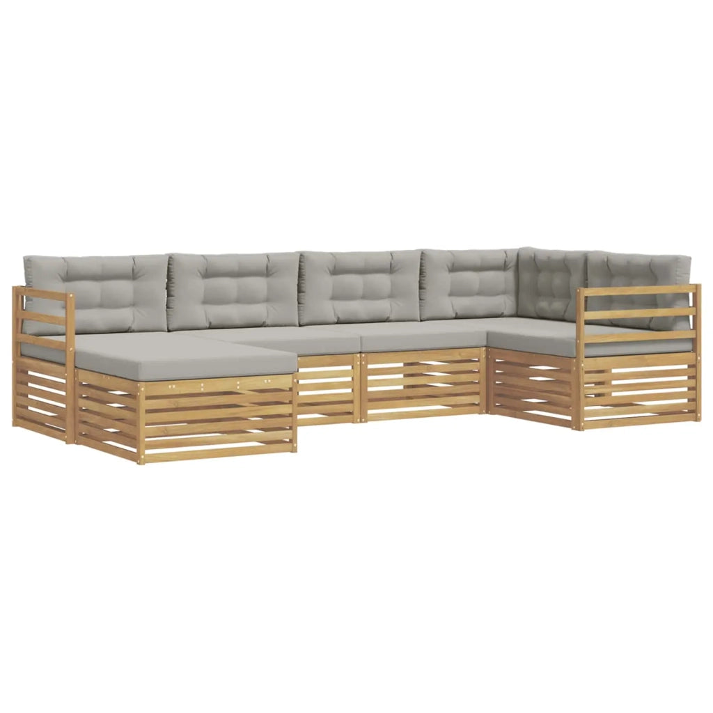 Set di divani da esterno 6 pcs Bianco e Grigio Chiaro