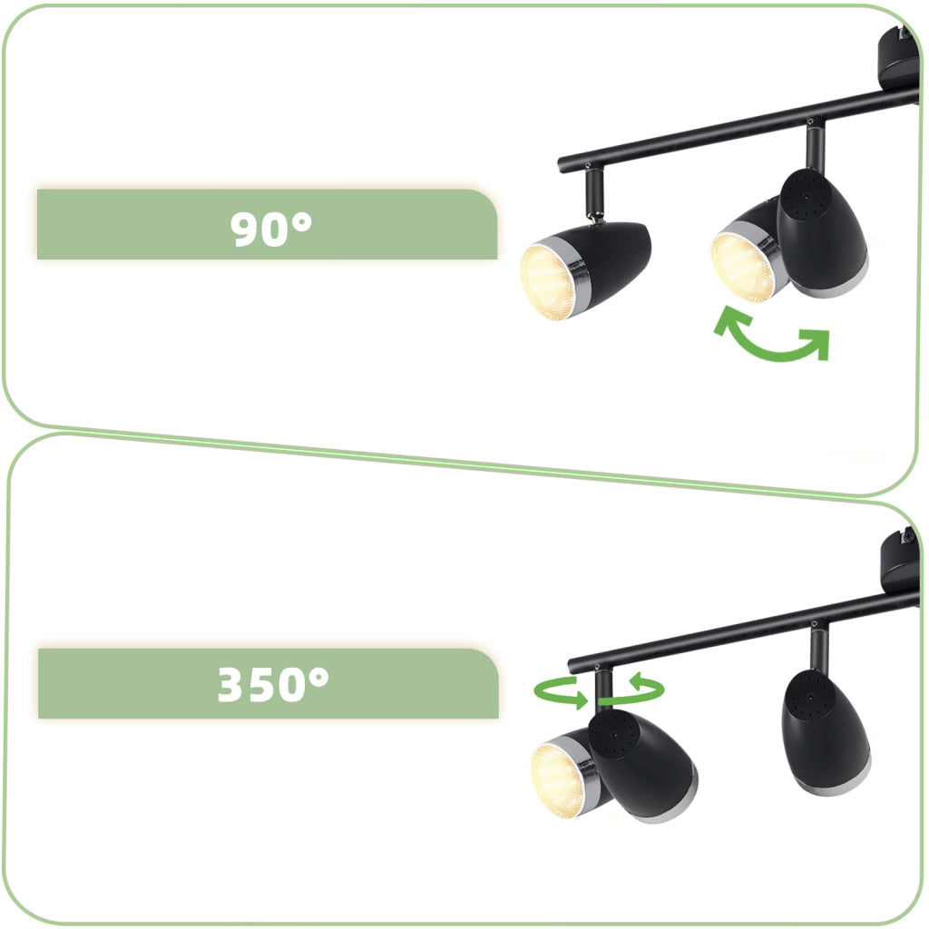 ZMH Faretto da soffitto a 4 luci da 16W orientabile a 350° Lampada da soffitto Soggiorno