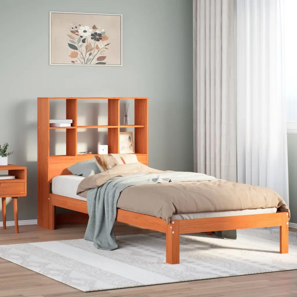 vidaXL Letto Libreria senza Materasso Marrone Cera 75x190 cm in Pino
