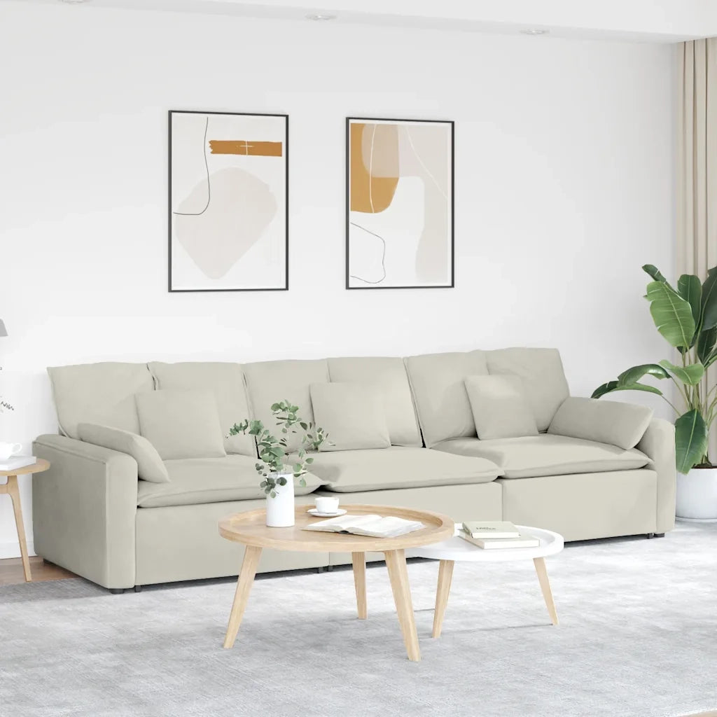 vidaXL Divano Modulare con Cuscini Crema