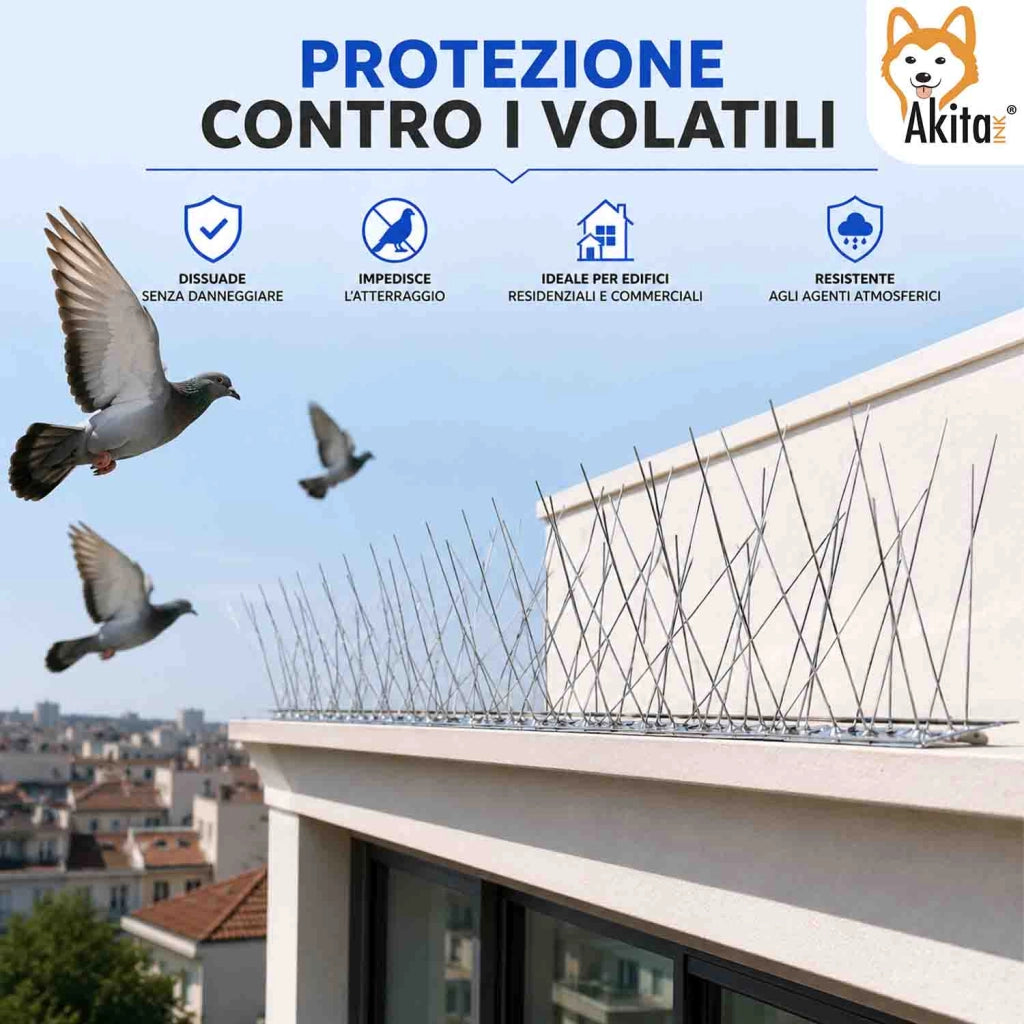 Akitaink Dissuasore per Piccioni Acciaio Inox 3 Metri