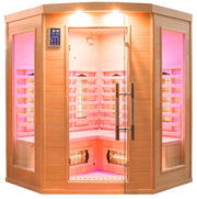 Sauna Finlandese ad Infrarossi 3/4 Posti 150x150 cm H190 in Legno di Abete Apollon 3C