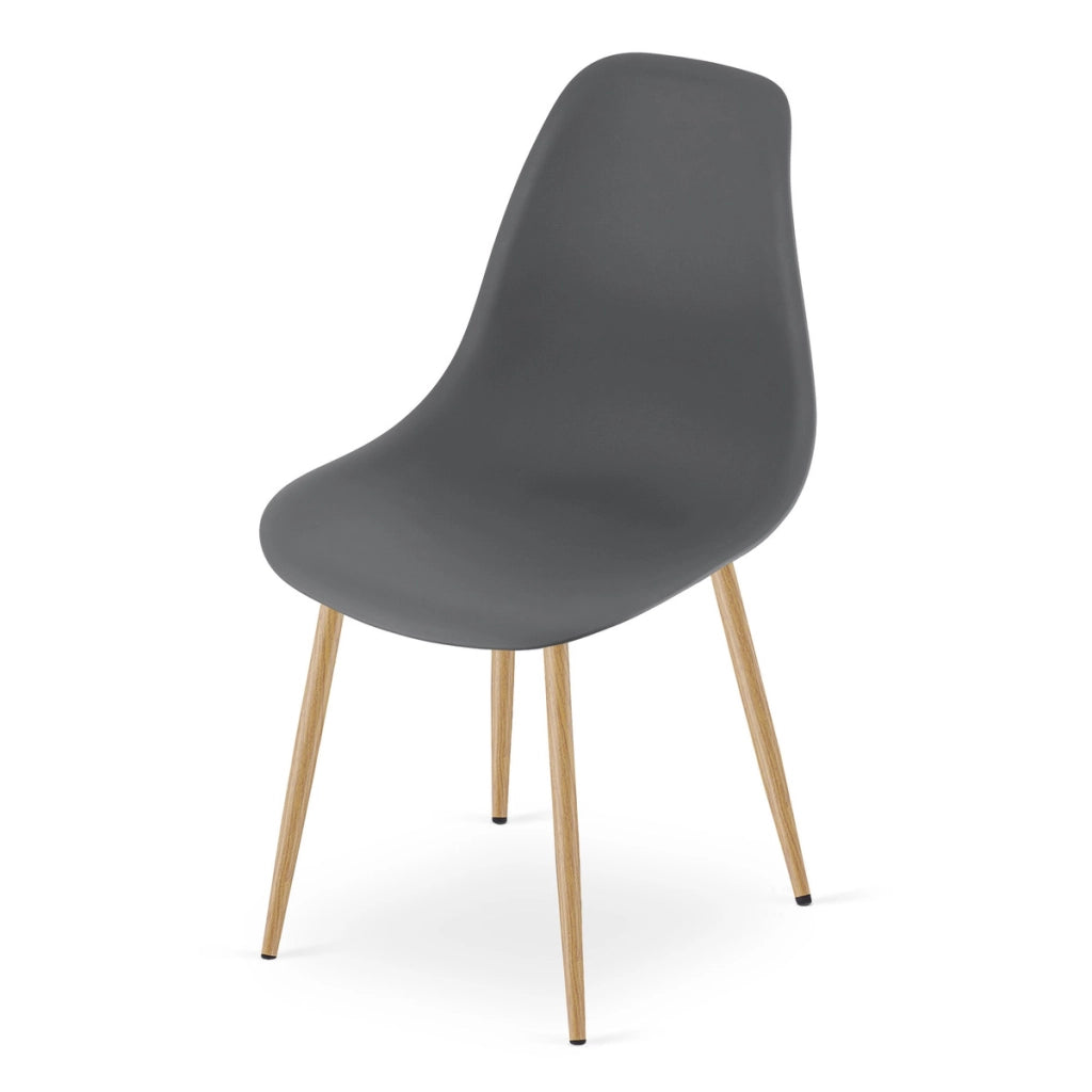 Sedia scandinava WAT grigio scuro con gambe effetto legno