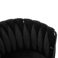 Set da 2 Sedie Girevoli a 180° con Supporto Lombare Ergonomico e Rivestimento Effetto Velluto, 56x50x70 cm, Nero