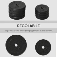 Set Manubri Pesi 20 kg (4x2.5 kg, 4x1.5 kg) con 8 Dischi e 2 Manubri da 2 kg, 43x18x7.5 cm, Nero