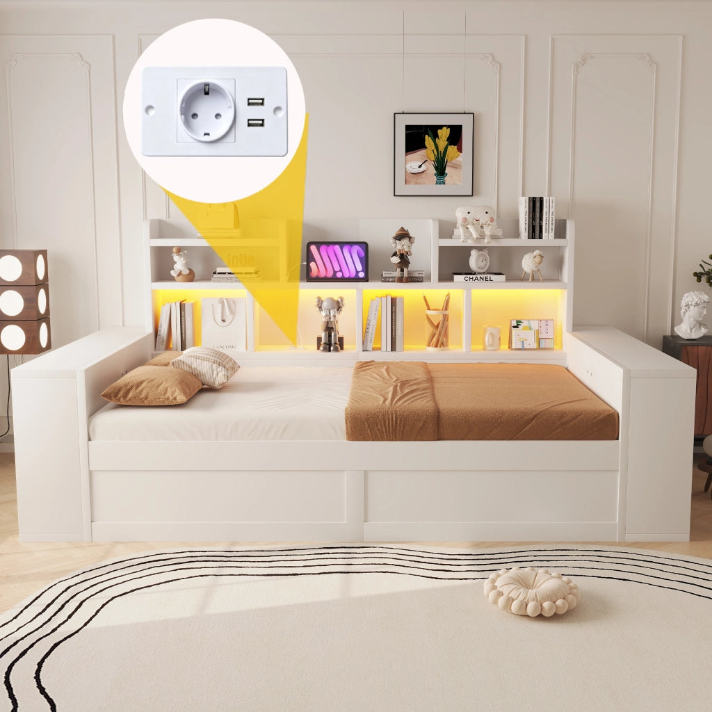 divano letto multifunzione mdf bianco 110 x 230 cm