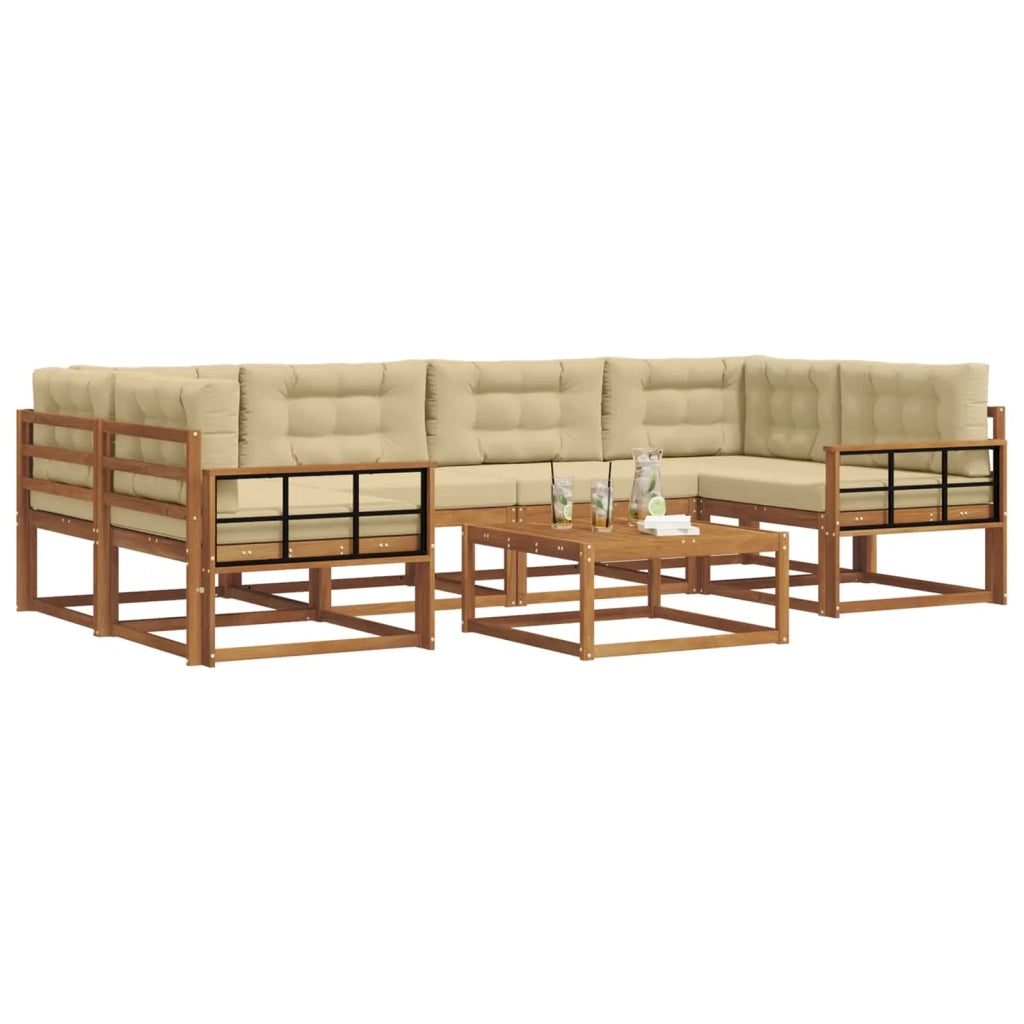Set di divani da esterno con cuscino 7 pcs Naturale e Beige