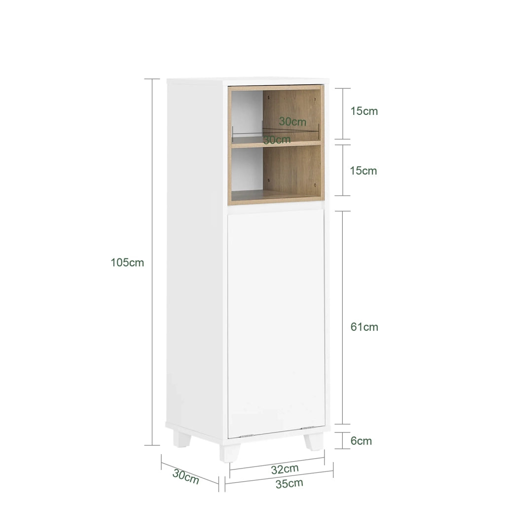 Mobiletto da bagno con cesto portabiancheria Mobiletto salvaspazio Cassettiera Bagno 35x30x105cm Bianco BZR146-W