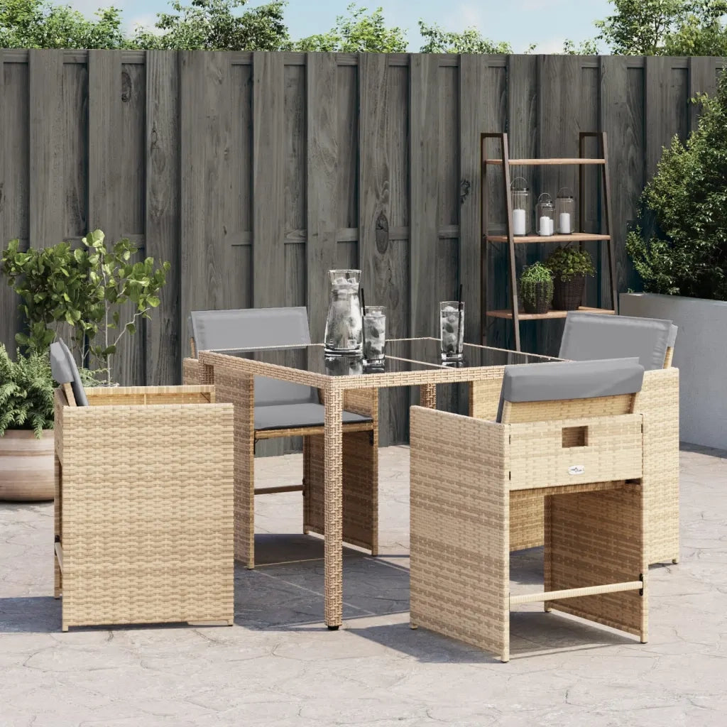 Sedie da Giardino con Cuscini 4 pz Beige Misto in Polyrattan 4007461