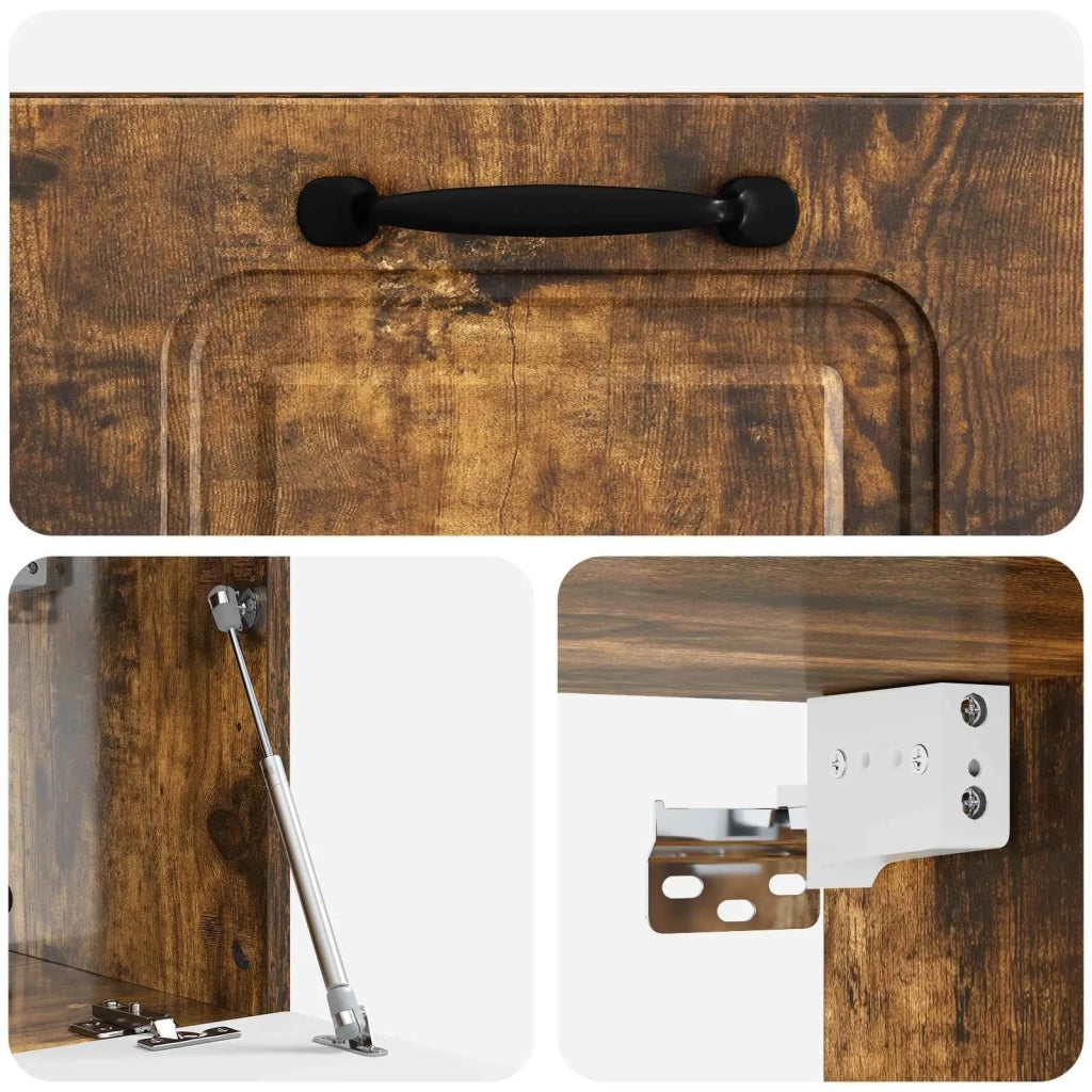 Mobile TV da Muro | Armadietto TV | Mobile Porta TV Rovere Fumo 59,5 x 31 x 30 cm