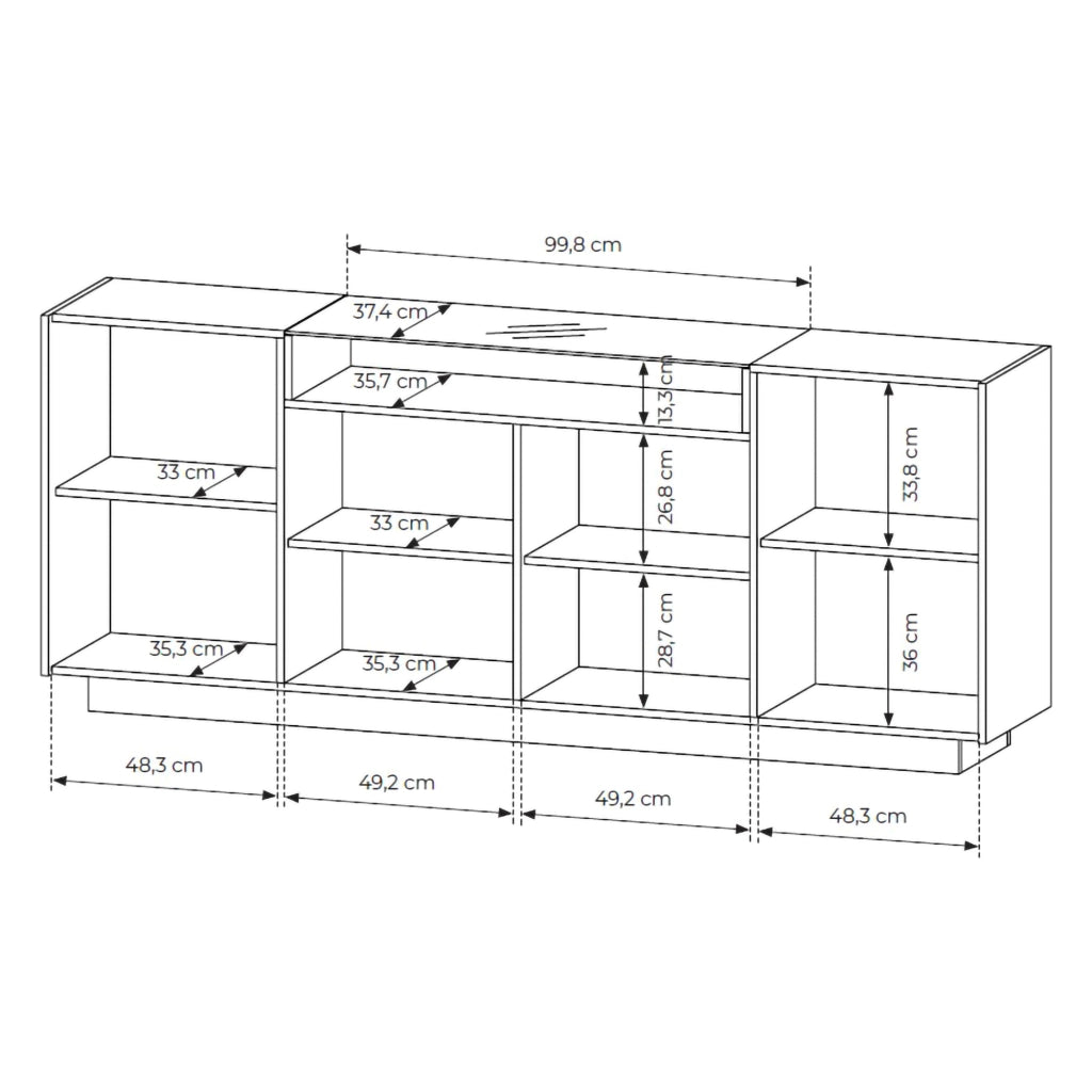 Madia Halefa, Credenza 4 Ripiani, 103x40x83h cm Beige