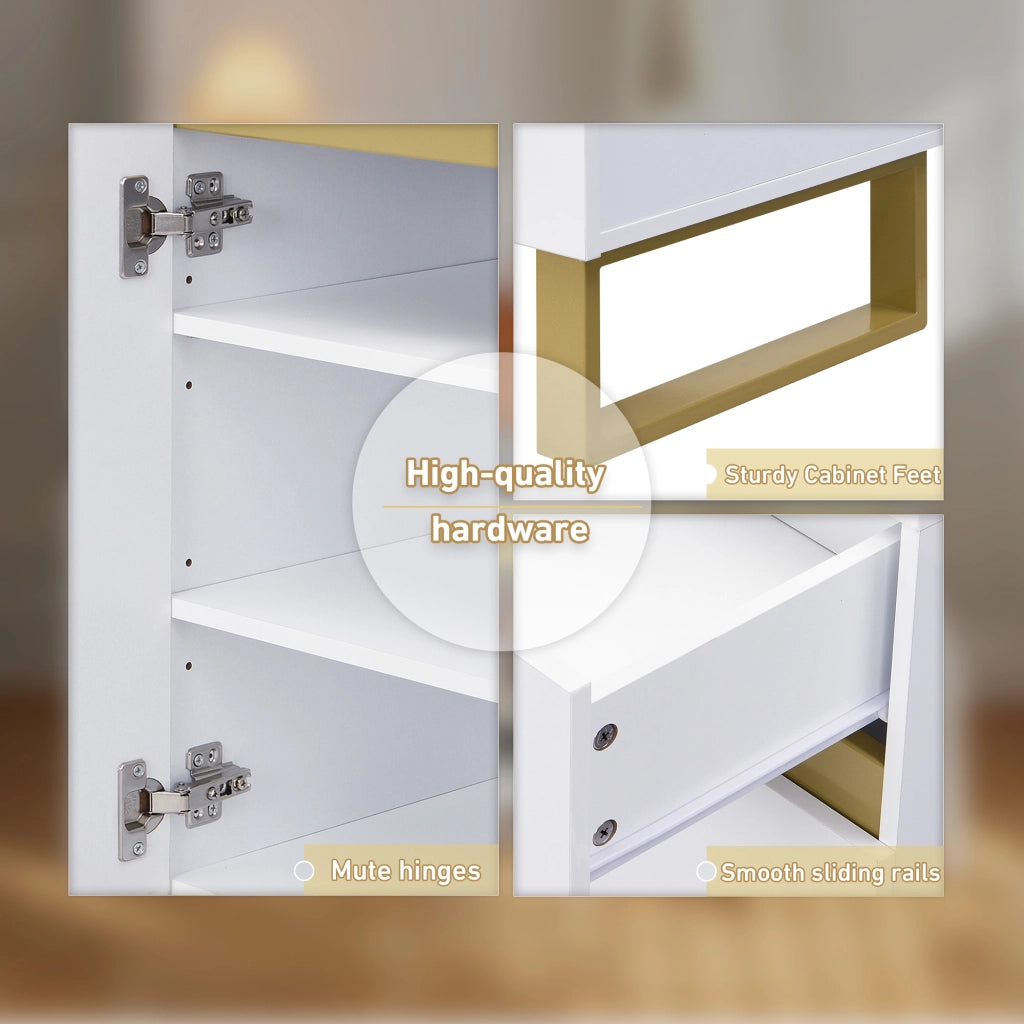 OKWISH Scarpiera con 2 Ante, 1 Cassetto e Panca Imbottita, Mobile per Ingresso in MDF Bianco, 120 x 35 x 85 cm