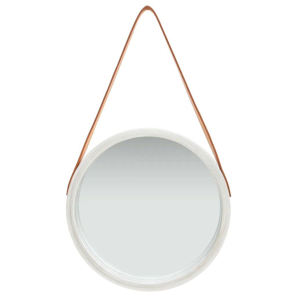 Specchio da Parete con Cinghia-Specchio a Muro-Specchio Decorativo 40 cm Argento