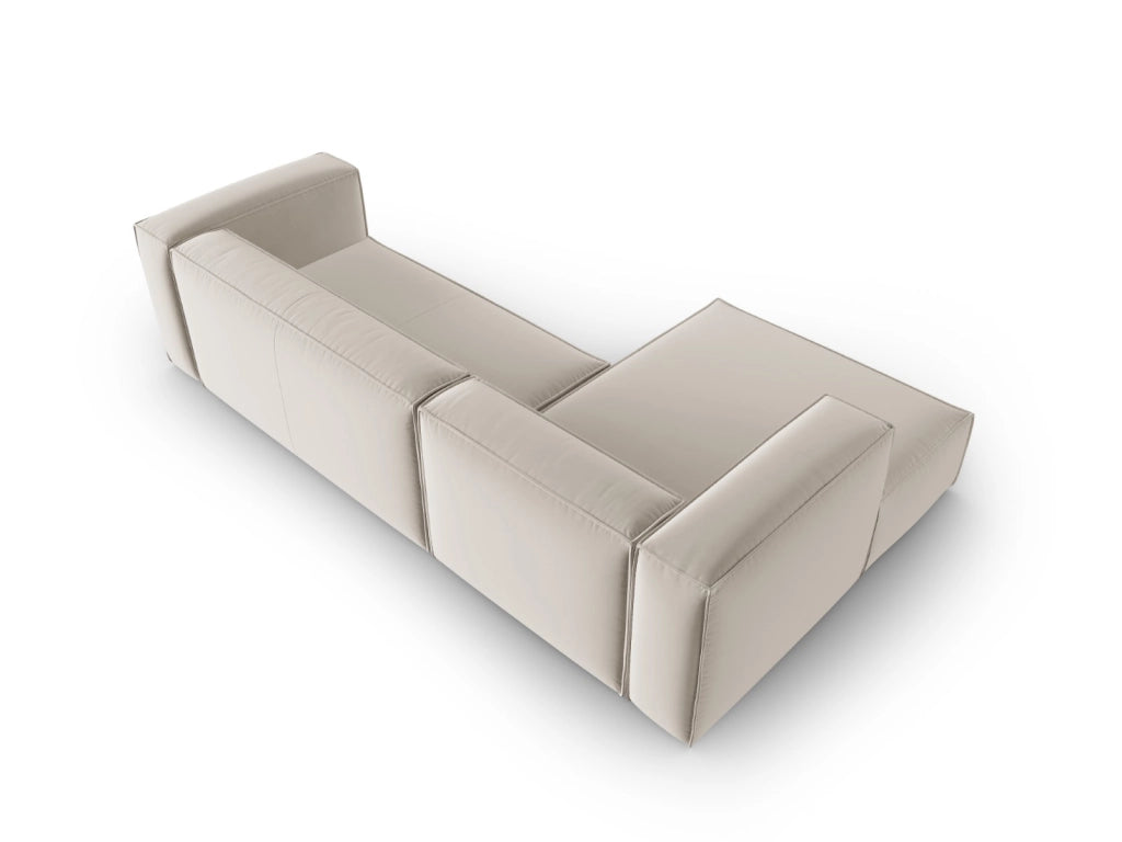 Cosmopolitan Design - Divano angolare sinistro "Mackay" 4 posti in velluto ecru 