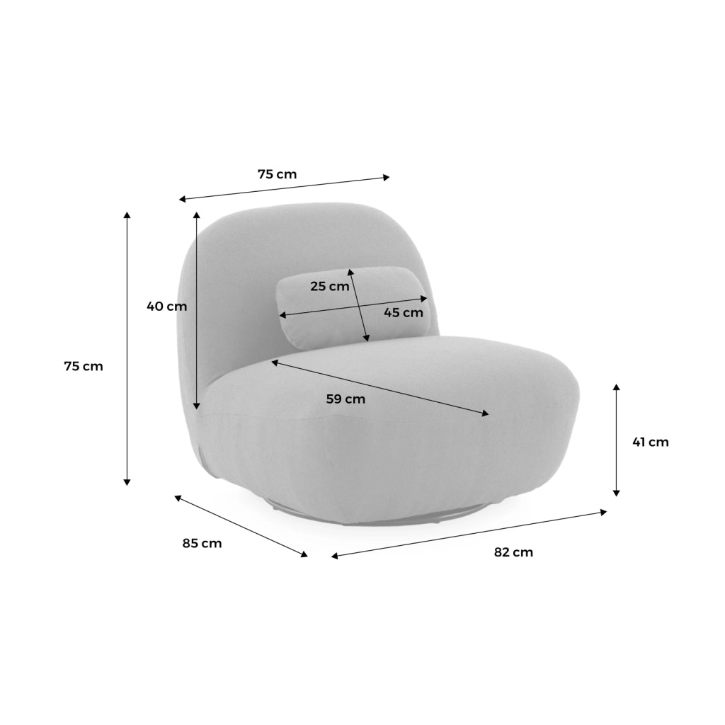 Poltrona girevole 360° bouclé, crema