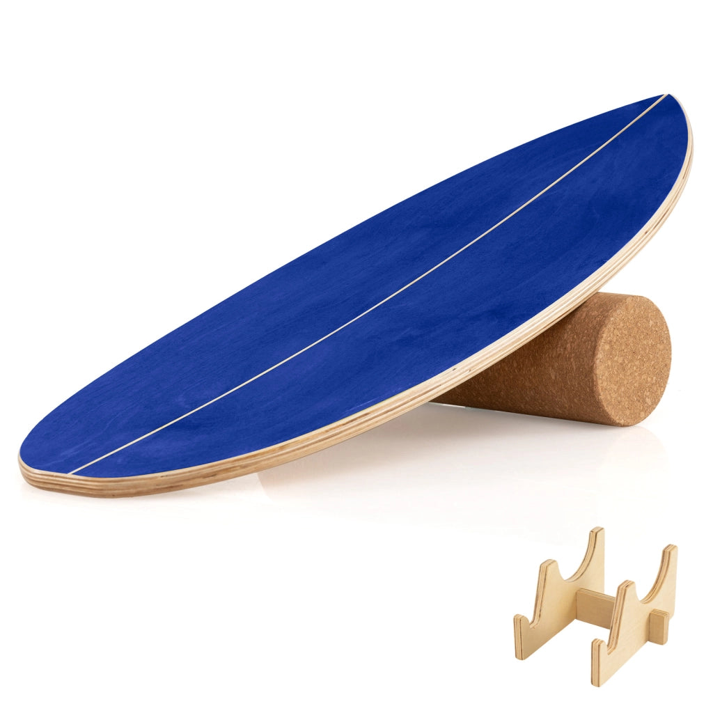 Tavola di equilibrio in legno per allenamento e rafforzamento del core, Tavola oscillante per adulti per skateboard hockey Blu