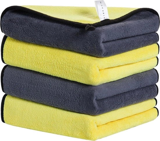 Set di asciugamani microfibre per auto, 4 pezzi, asciugamani microfibre, asciugamani per la pulizia, asciugamani per la lavaggio, asciugamani per la pulizia, 40 x 40 cm