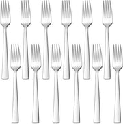 Set di forchette in acciaio inossidabile da 12 pezzi, insieme di forchette da menu, forchette grandi eleganti e di tendenza per casa/ristorante/cucina, finitura alta lucidità e bordi lisci, resistente alla lavastoviglie - 19,5 cm