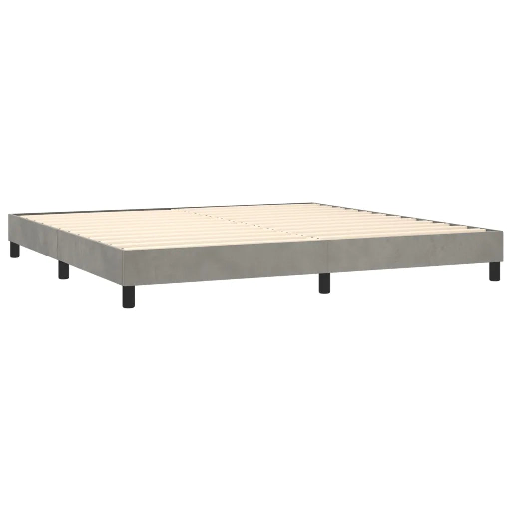 Letto a Molle con Materasso e LED Grigio Chiaro 200x200 cm Velluto 3134303