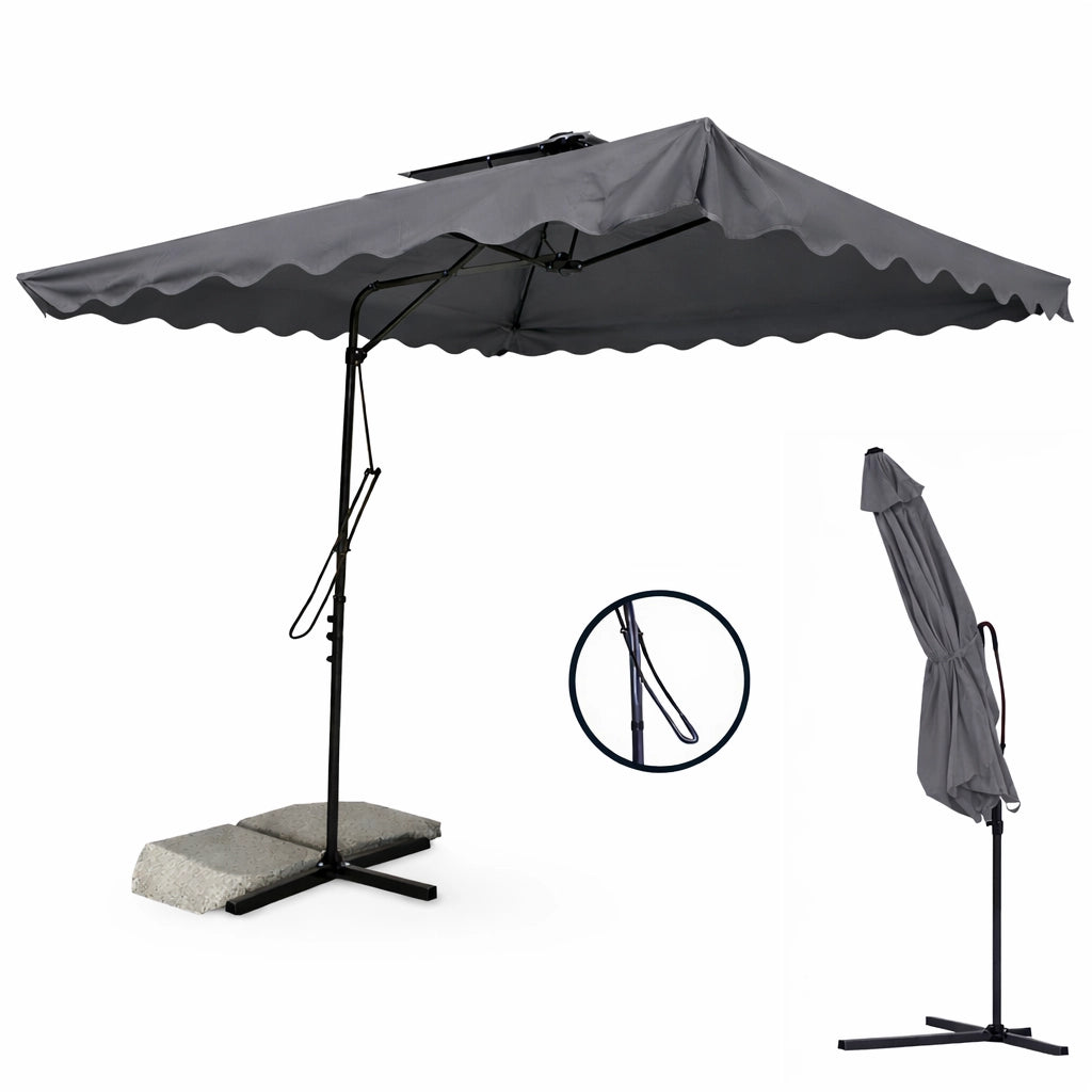 Ombrellone da Giardino Palo Decentrato 2.5x2.5 mt Impermeabile Grigio Apri&Chiudi