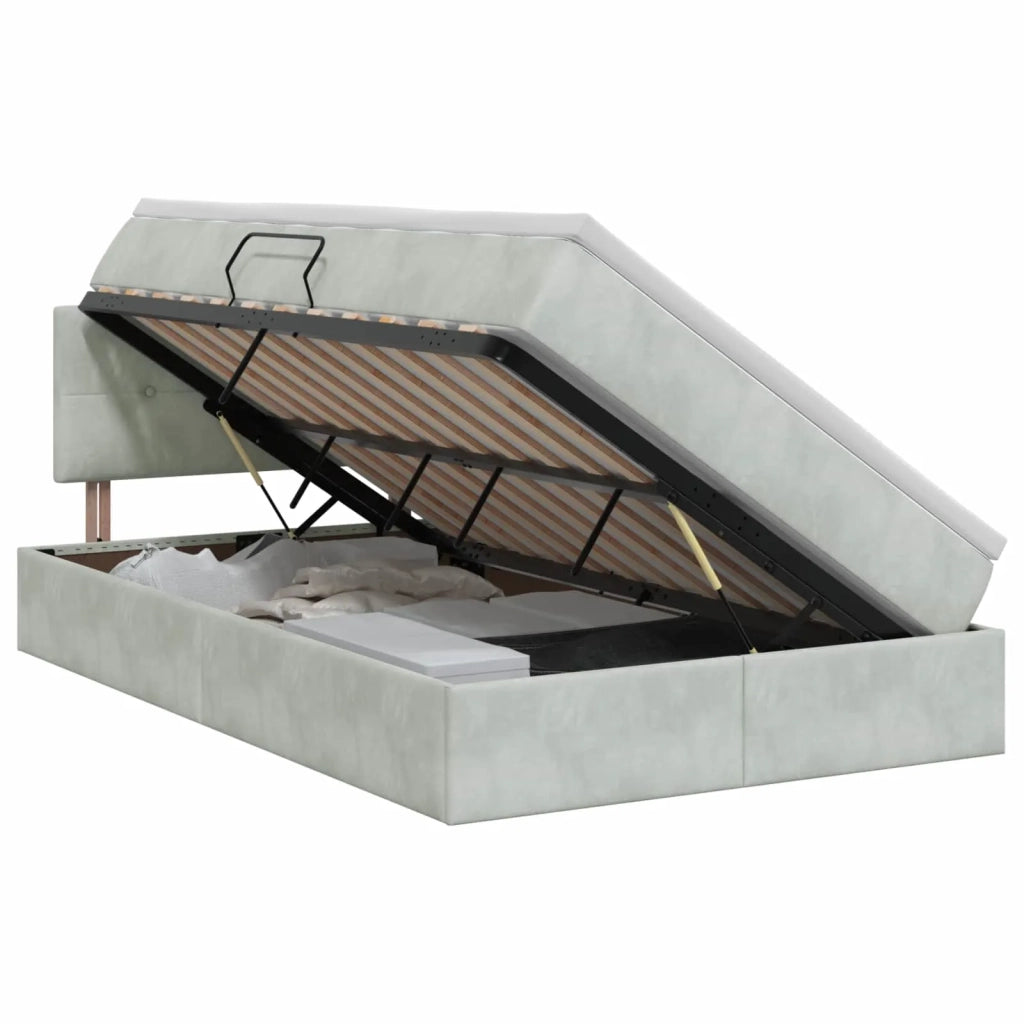 Letto con Contenitore Grigio Chiaro 120 x 200 cm Velluto 3458799