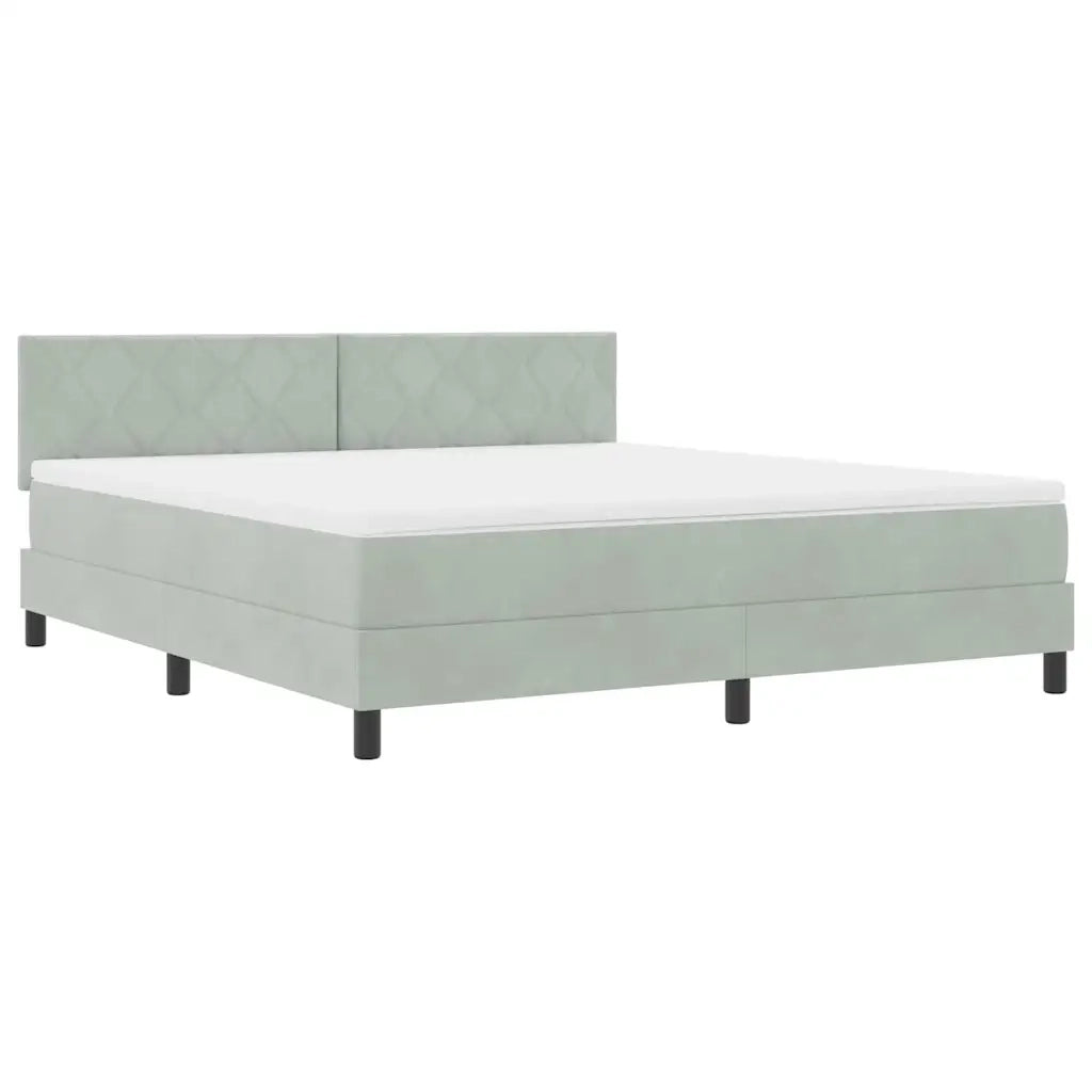Letto a Sorgente LED con led Grigio chiaro 180 x 200 cm Velluto