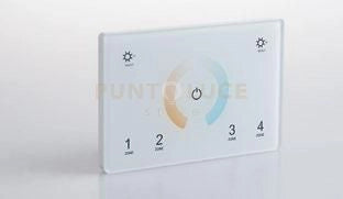 WALLPAD RF 2,4G CONTROLLO CCT BIANCO DINAMICO 4 ZONE 2 CANALI 230V COLLEGABILE CON DMX512 12X8X3,7CM
