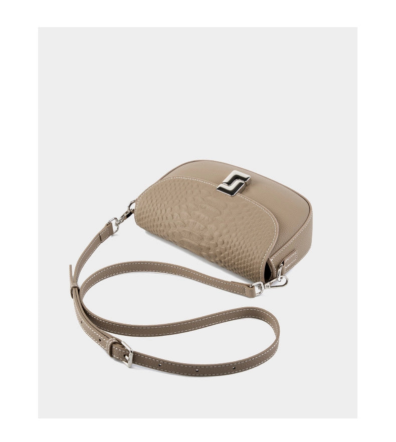 Borsa a tracolla da donna in vera pelle, grande capacit¨¤, piccola borsa quadrata, grigia
