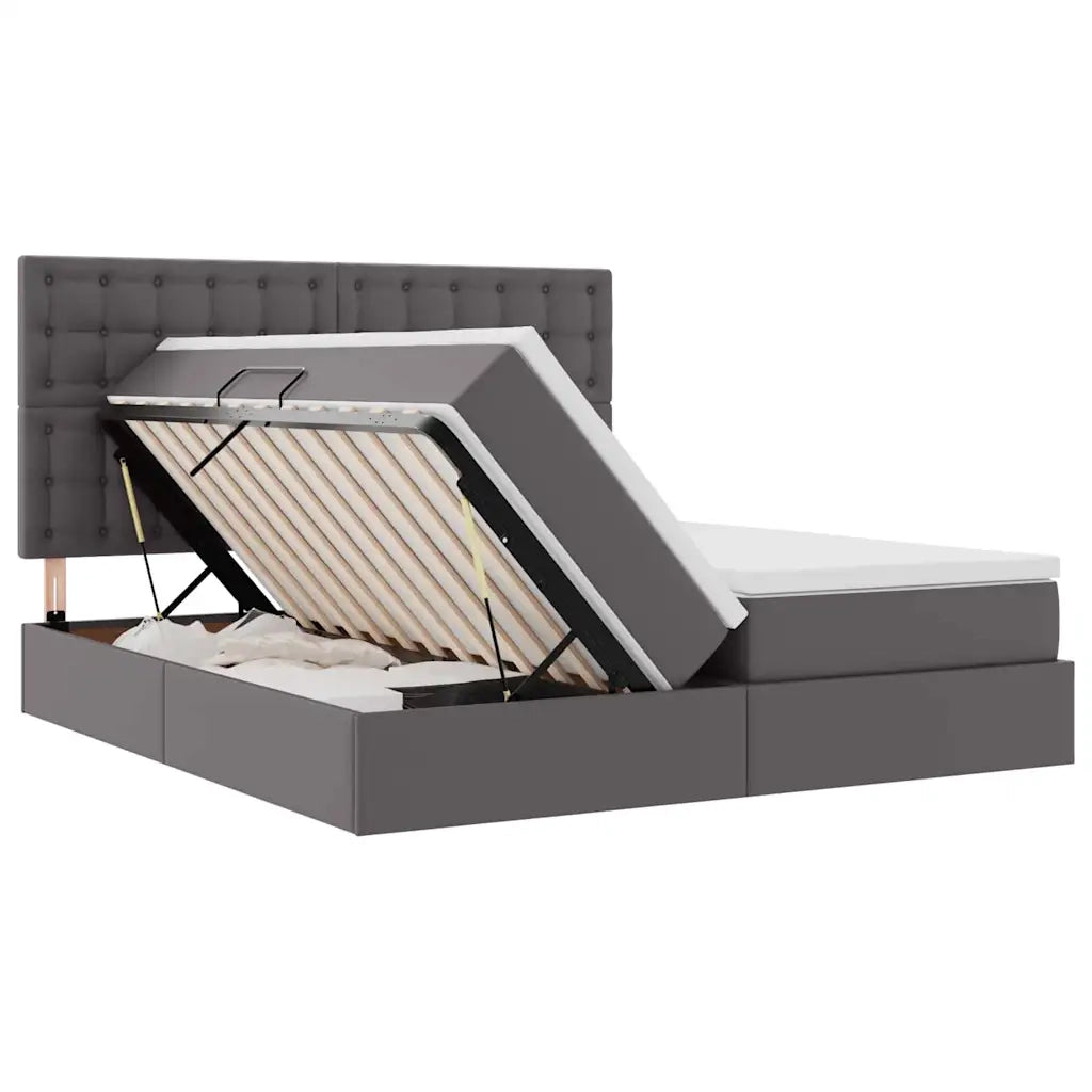 Letto con contenitore e materasso Grigio 180 x 200 cm