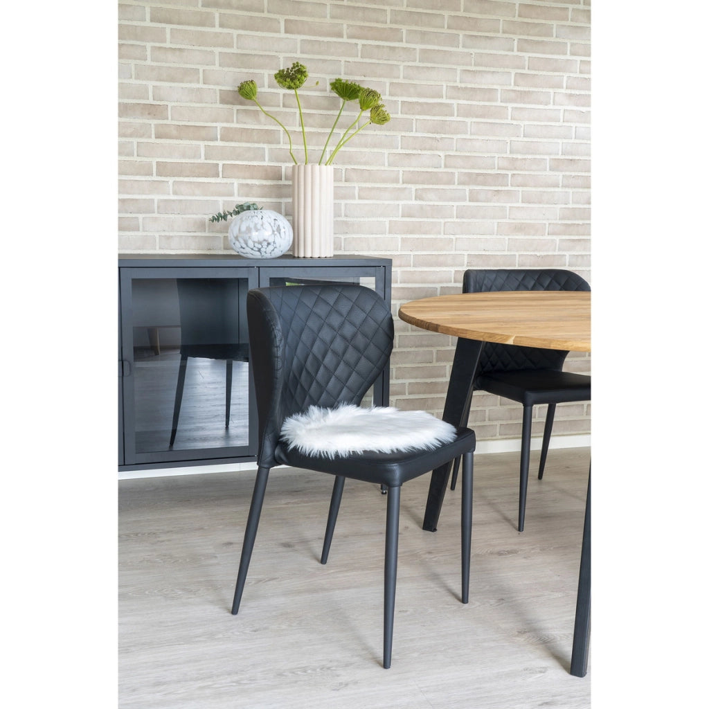 Pouf Lambskin, Bianco, Poliestere, 35x35x6,5 cm