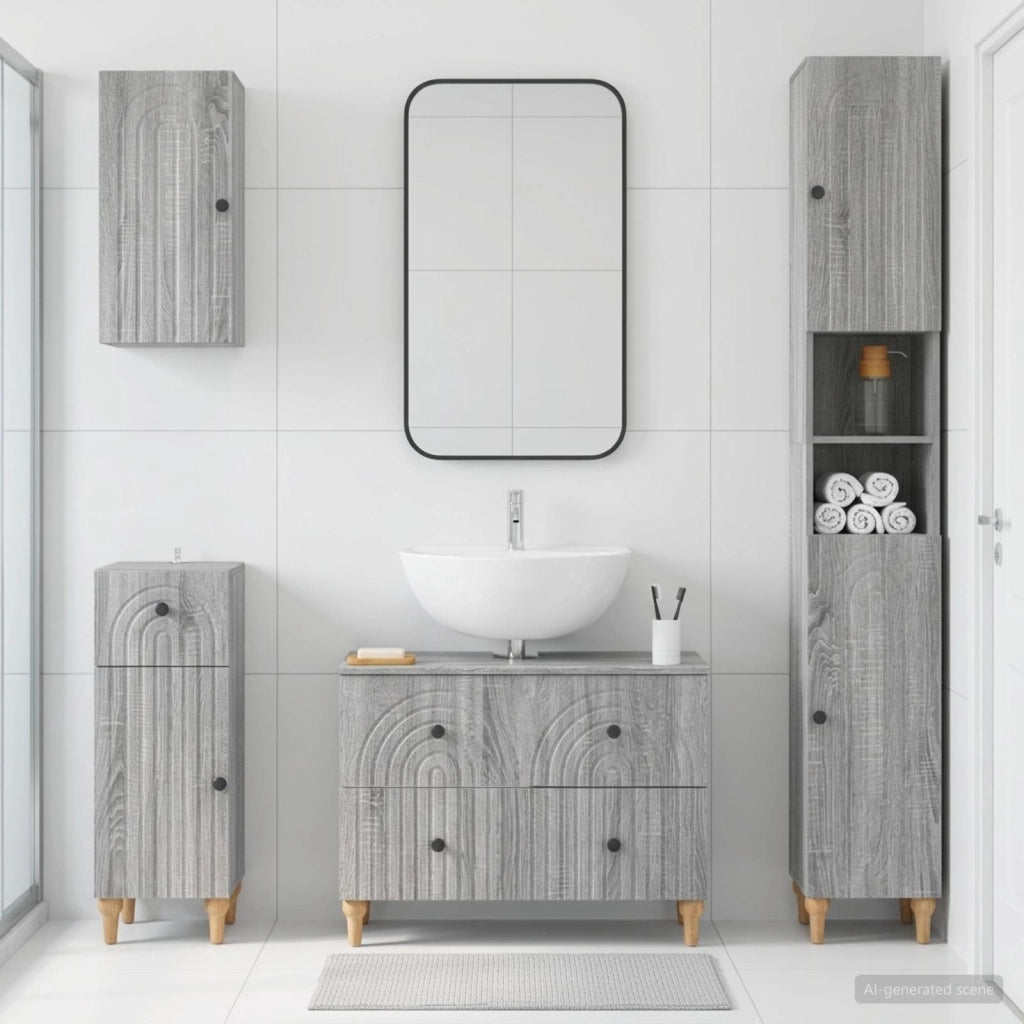 Set di Mobili da Bagno da 4 Pezzi ALKMAAR Sonoma grigio 3417915