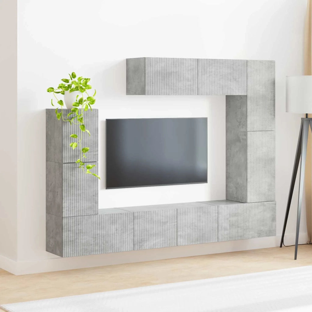 Set mobile TV 5 pcs Grigio cemento Legno multistrato