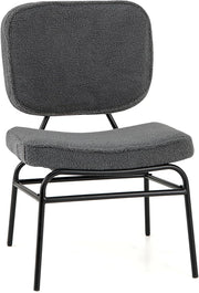 Sedia Relax Imbottita, Sedia da Lettura in Sherpa con Imbottitura in Spugna, Piedini Regolabili e Struttura in Metallo, Sedia Moderna per Soggiorno, Studio, Portata 150 kg (Grigio)