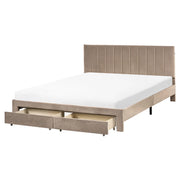 Letto matrimoniale 160 x 200 cm Bianco Sporco Rivestimento in velluto 4ft con cassetti Testiera Base a doghe Moderno