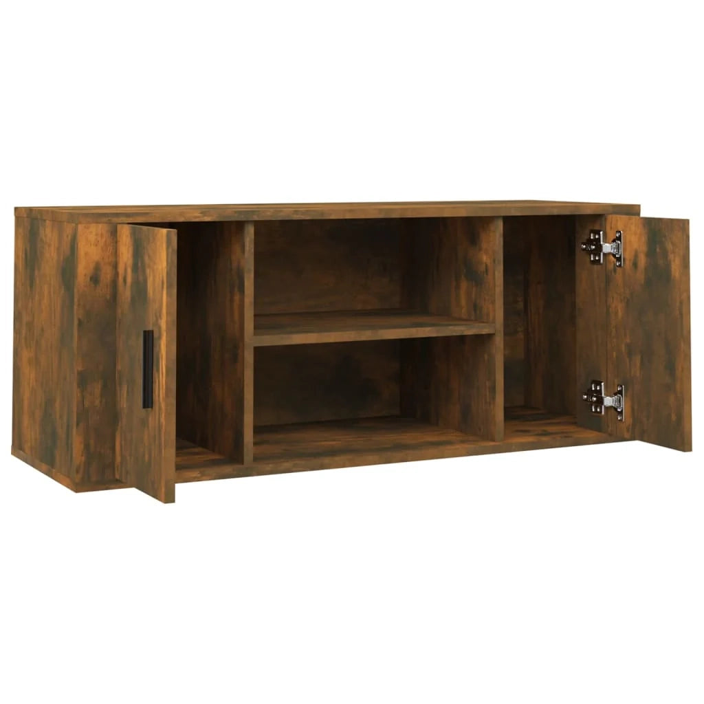 Mobile TV multimediale scaffale TV credenza mobile TV sala da pranzo soggiorno camera da letto rovere affumicato 100 x 35 x 40 cm legno ingegnerizzato marrone 02_0027262