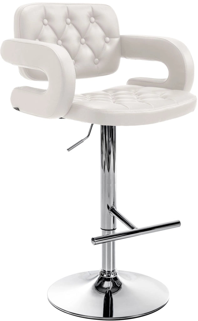 Sgabello Dublin in similpelle bianco,cromo